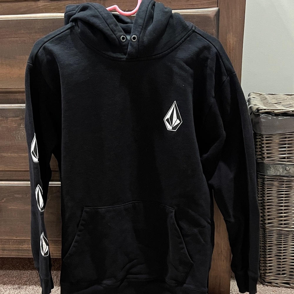 Volcom Black Hoodie with Sleeve Logo